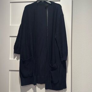 Ann Taylor Factory navy blue  cardigan. 3/4 sleeves. Very pretty